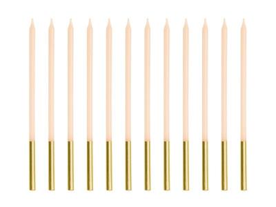 Opakowanie Świeczki urodzinowe gładkie beżowe 14cm 12szt