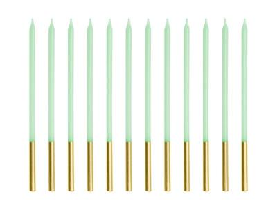 Opakowanie Świeczki urodzinowe gładkie zielone 14cm 12szt