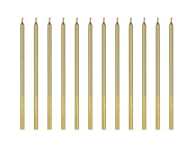 Opakowanie Świeczki urodzinowe gładkie złote 14cm 12szt