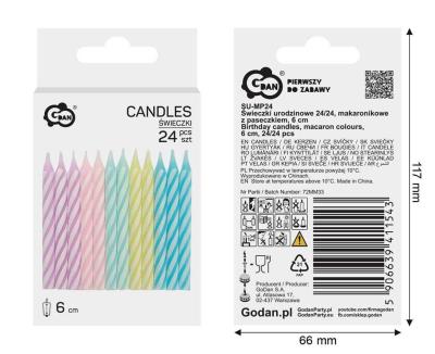 Opakowanie Świeczki urodzinowe makaronikowe 6cm 24szt