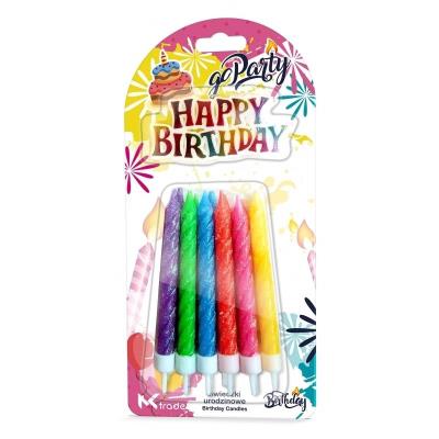 Opakowanie Świeczki urodzinowe neonowe spiralne 8cm 12szt