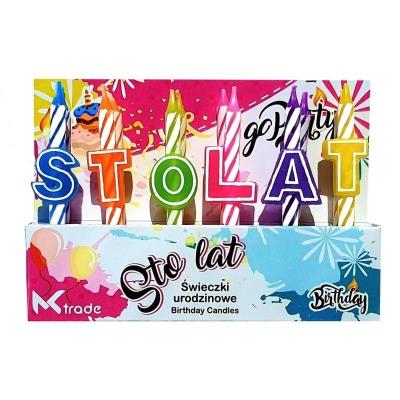 Opakowanie Świeczki urodzinowe ''Sto Lat'' kolorowe