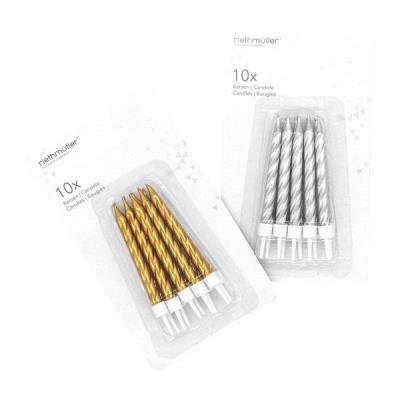 Opakowanie Świeczki urodzinowe złote/srebrne z podstawkami