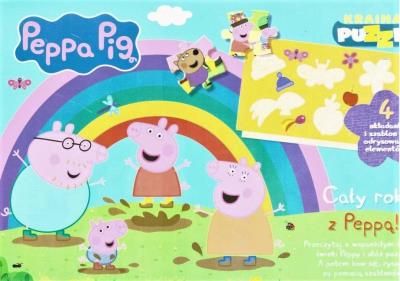 Świnka Peppa. Kraina puzzli. Cały rok z Peppą!. Autor: Opracowanie zbiorowe. SmakLiter.pl Okładka książki Świnka Peppa. Kraina puzzli. Cały rok z Peppą!