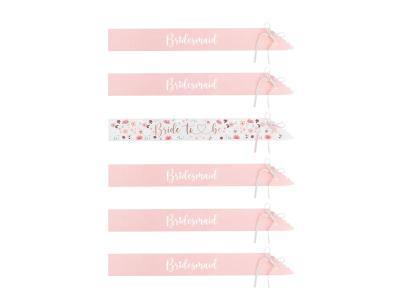 Opakowanie Szarfy Bride to be i Bridesmaid 76cm 6szt