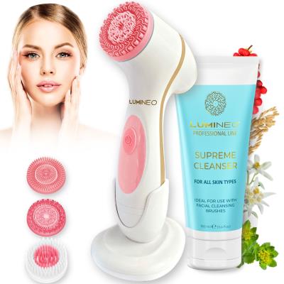 Opakowanie Szczoteczka do twarzy model 868 różowa + żel all skin types 100 ml Lumineo