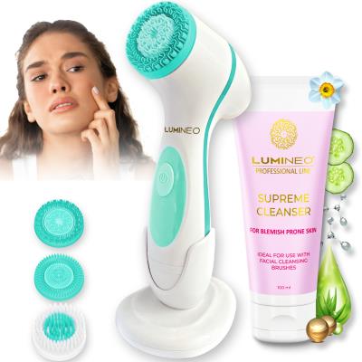 Opakowanie Szczoteczka do twarzy model 868 turkusowa + żel blemish 100 ml Lumineo