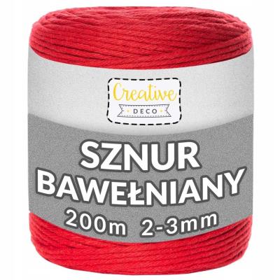 Opakowanie Sznurek do makramy bawełniany 3mm 200m czerwony