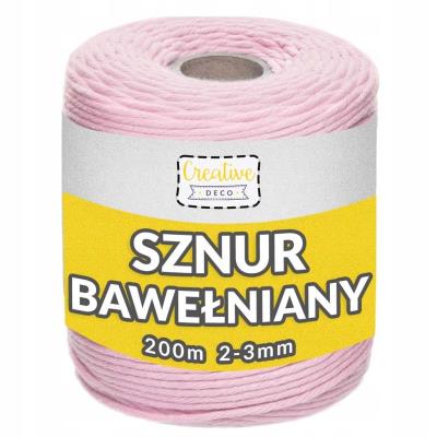 Opakowanie Sznurek do makramy bawełniany 3mmx200m różowy