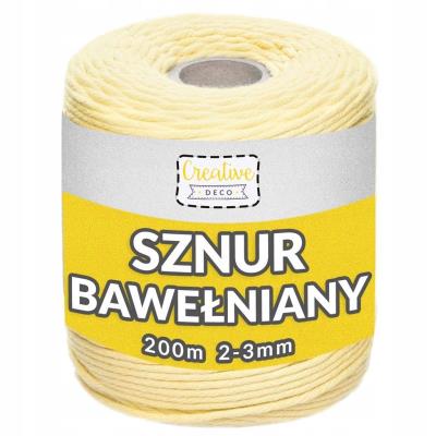 Opakowanie Sznurek do makramy bawełniany 3mmx200m żółty