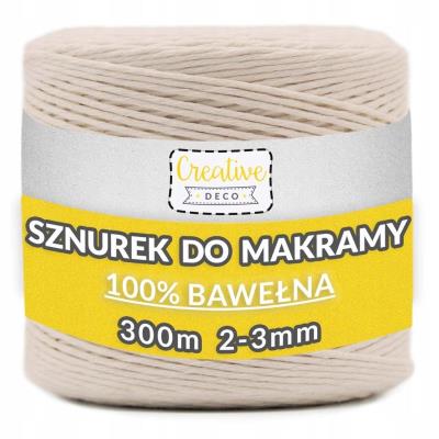 Opakowanie Sznurek do makramy bawełniany 3mmx300m beżowy