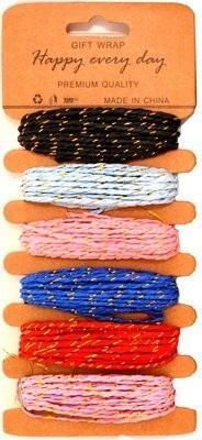 Opakowanie Sznurki papierowe z nitką złotą 6 kolorów
