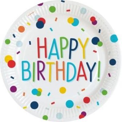Opakowanie Talerze owalne papierowe Happy Birthday 23cm 8szt