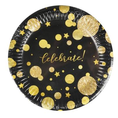 Opakowanie Talerze papierowe Glam Party czarne 8szt