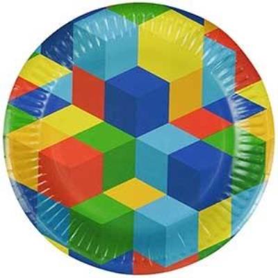 Opakowanie Talerze papierowe Klocki 18cm 8szt