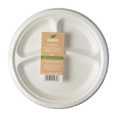 Opakowanie Talerze trójdzielne trzcina cukrowa 23cm 6szt