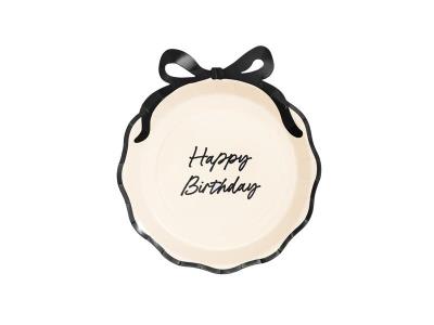 Opakowanie Talerzyki Happy Birthday z kokardką 24cm 6szt