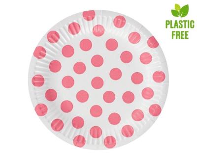 Opakowanie Talerzyki papierowe Groszki różowe 18cm 6szt