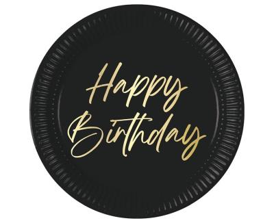 Opakowanie Talerzyki papierowe Happy Birthday 23cm 8szt