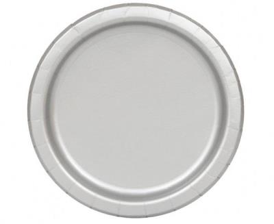 Opakowanie Talerzyki papierowe srebrne 23cm 16szt