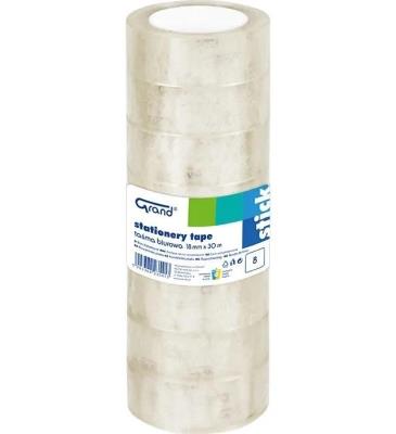 Taśma biurowa 18mmx30m 8szt GRAND. Wydawca: Grand. SmakLiter.pl Opakowanie Taśma biurowa 18mmx30m 8szt GRAND