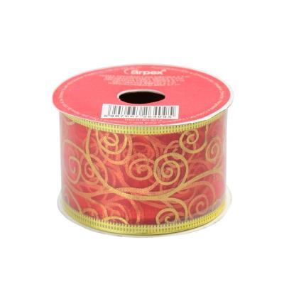 Opakowanie Taśma dekoracyjna na szpuli szeroka czerwona