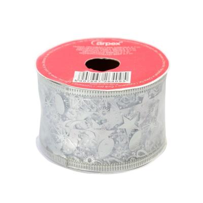 Opakowanie Taśma dekoracyjna na szpuli szeroka srebrna
