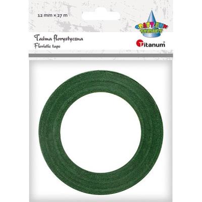 Opakowanie Taśma florystyczna 12mm 27m ciemnozielona