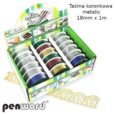 Opakowanie Taśma ozdobna koronkowa metalic 18mmx1m (18szt)