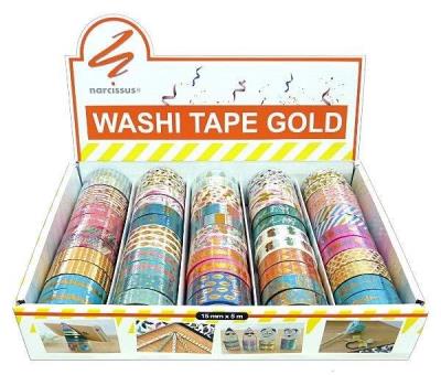 Taśma ozdobna Washi Tape Gold (25szt). Wydawca: Narcissus. SmakLiter.pl Opakowanie Taśma ozdobna Washi Tape Gold (25szt)
