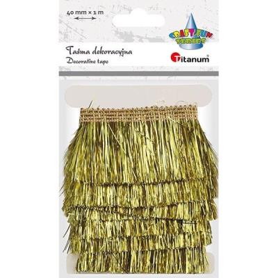 Opakowanie Taśma z frędzlami plastikowymi 40mm 1m złota