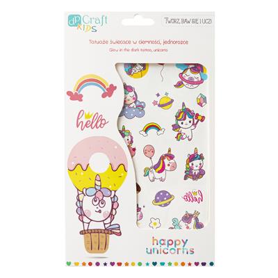 Opakowanie Tatuaże świecące w ciemności jednorożce 2 arkusze