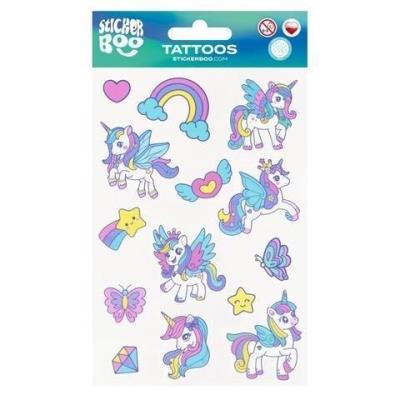 Tatuaże Unicorn. Wydawca: Sticker Boo. SmakLiter.pl Opakowanie Tatuaże Unicorn