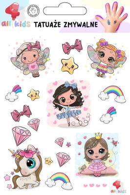 Tatuaże zmywalne dla dzieci Baletnica księżniczka. Wydawca: All4Kids. SmakLiter.pl Opakowanie Tatuaże zmywalne dla dzieci Baletnica księżniczka