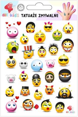 Tatuaże zmywalne dla dzieci Buźki. Wydawca: All4Kids. SmakLiter.pl Opakowanie Tatuaże zmywalne dla dzieci Buźki