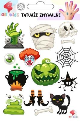 Tatuaże zmywalne dla dzieci Halloween 3. Wydawca: All4Kids. SmakLiter.pl Opakowanie Tatuaże zmywalne dla dzieci Halloween 3