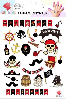 Tatuaże zmywalne dla dzieci Piraci. Wydawca: All4Kids. SmakLiter.pl Opakowanie Tatuaże zmywalne dla dzieci Piraci