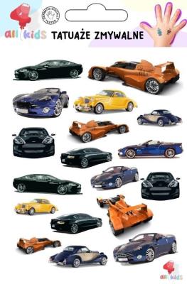 Tatuaże zmywalne dla dzieci Samochody. Wydawca: All4Kids. SmakLiter.pl Opakowanie Tatuaże zmywalne dla dzieci Samochody