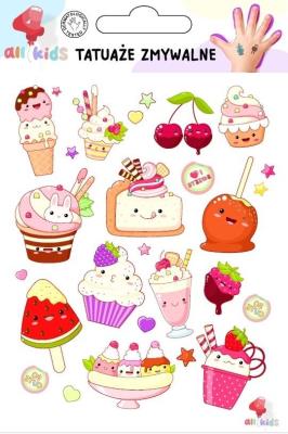 Tatuaże zmywalne dla dzieci Słodkie ciasteczka. Wydawca: All4Kids. SmakLiter.pl Opakowanie Tatuaże zmywalne dla dzieci Słodkie ciasteczka