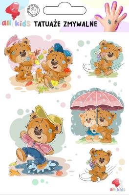 Tatuaże zmywalne dla dzieci Słodkie misie. Wydawca: All4Kids. SmakLiter.pl Opakowanie Tatuaże zmywalne dla dzieci Słodkie misie