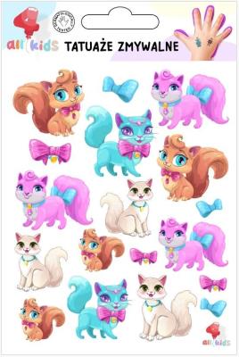 Tatuaże zmywalne dla dzieci Wesołe kotki. Wydawca: All4Kids. SmakLiter.pl Opakowanie Tatuaże zmywalne dla dzieci Wesołe kotki