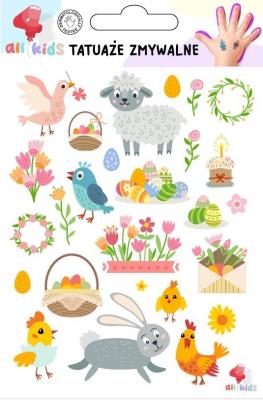 Tatuaże zmywalne dla dzieci Wielkanoc 1. Wydawca: All4Kids. SmakLiter.pl Opakowanie Tatuaże zmywalne dla dzieci Wielkanoc 1