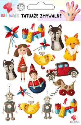 Tatuaże zmywalne dla dzieci Zabawki. Wydawca: All4Kids. SmakLiter.pl Opakowanie Tatuaże zmywalne dla dzieci Zabawki