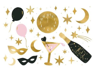 Opakowanie Tatuaże zmywalne New Year's Eve 10szt