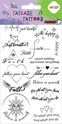 Tatuaże zmywalne Words HAPPY COLOR. Wydawca: GDD. SmakLiter.pl Opakowanie Tatuaże zmywalne Words HAPPY COLOR