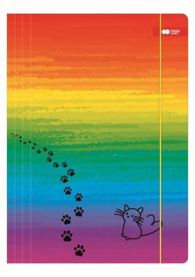 Teczka A4+ z gumką Miaow tęcza HAPPY COLOR. Wydawca: GDD. SmakLiter.pl Opakowanie Teczka A4+ z gumką Miaow tęcza HAPPY COLOR