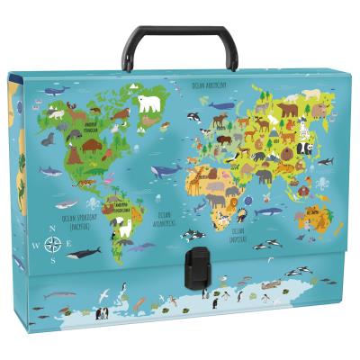 Opakowanie Teczka twarda A4 z rączką mapa Świata zwierzęta