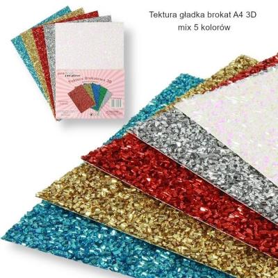 Opakowanie Tektura A4 gładka brokat 3D 5 kolorów
