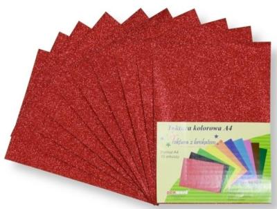 Opakowanie Tektura A4 gładka brokat czerwona 10szt