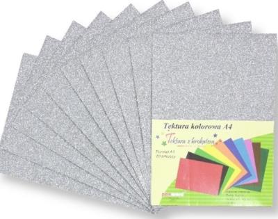 Opakowanie Tektura A4 gładka brokat srebrna 10szt